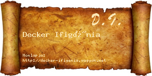 Decker Ifigénia névjegykártya